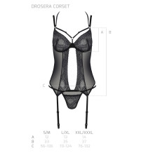 Корсет Passion DROSERA CORSET black, XXL/XXXL, с креплениями для чулок, трусики в комплекте