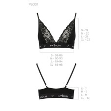Эластичный топ с кружевом Passion PS001 TOP S, black