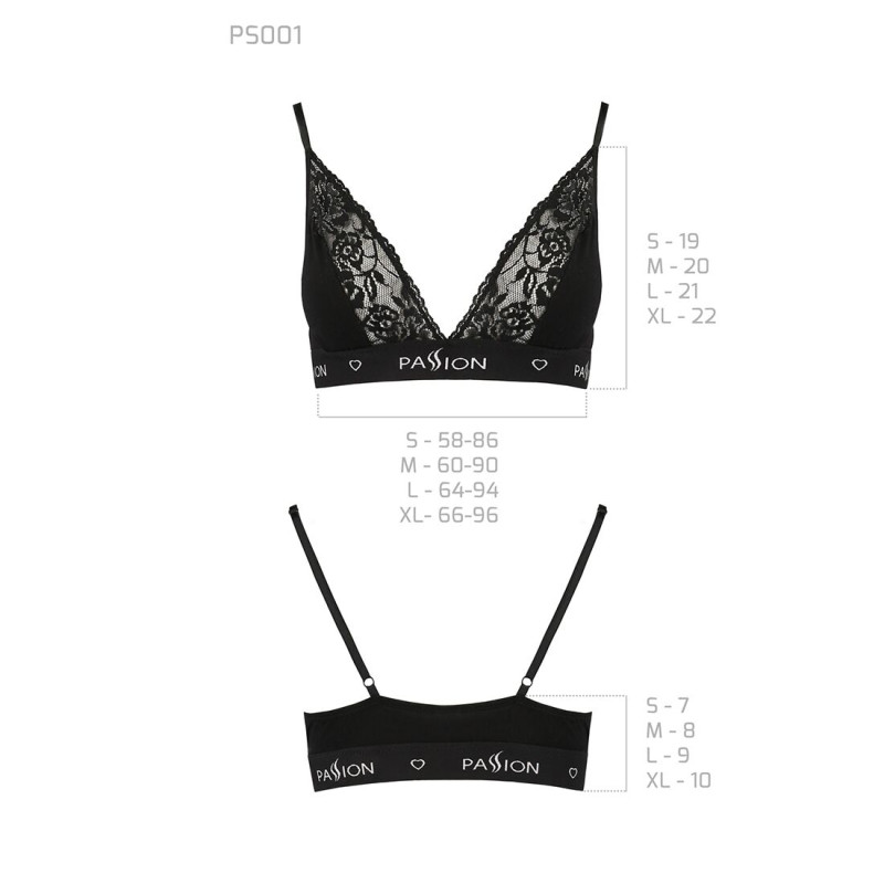 Эластичный топ с кружевом Passion PS001 TOP S, black Эластичный топ с кружевом Passion PS001 TOP S, black