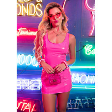 Виниловое мини-платье Leg Avenue Pink vinyl mini dress S, розовое