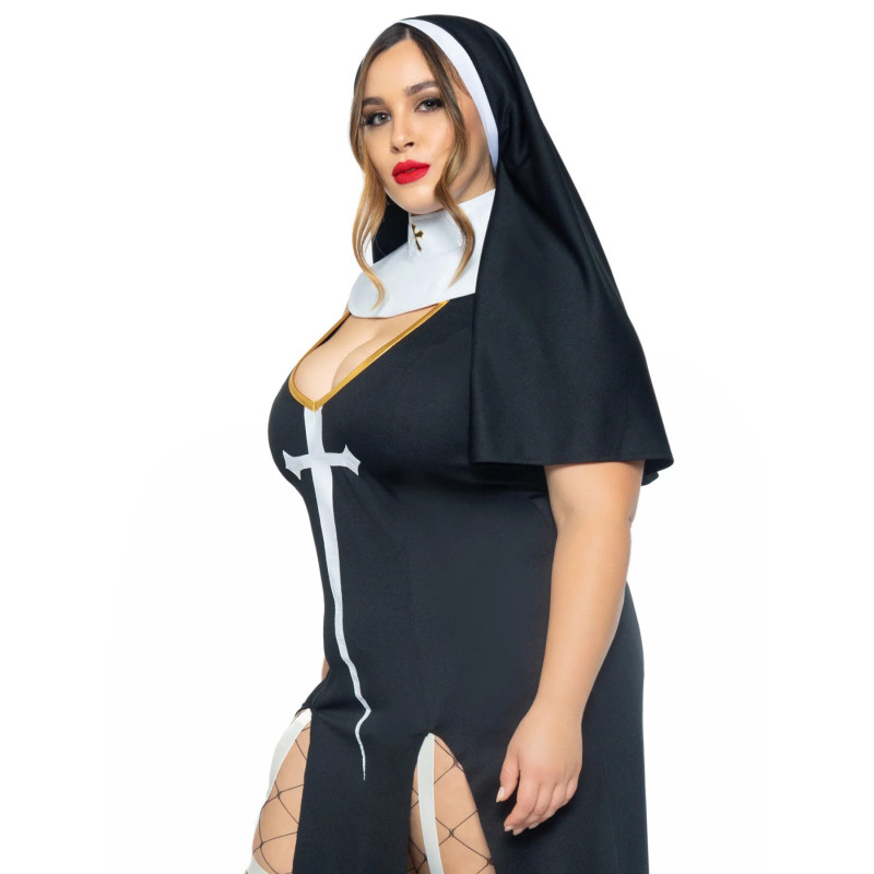 Костюм монашки-грішниці Leg Avenue Sultry Sinner 1X-2X, сукня, головний убір, комір