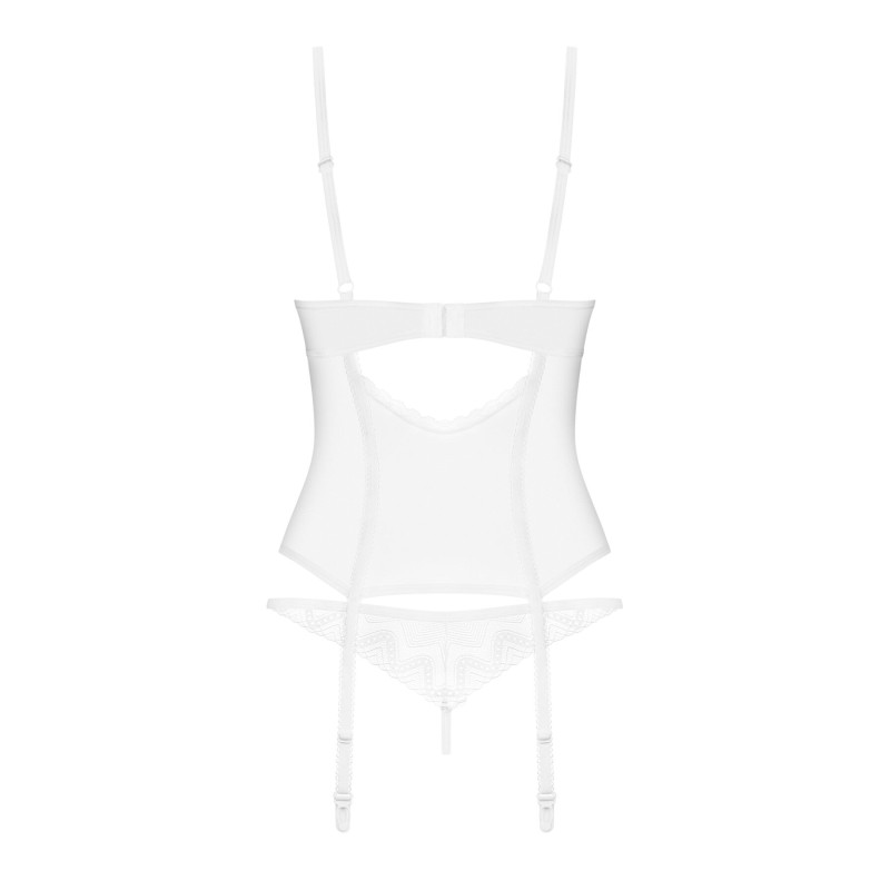 Корсет Obsessive Alissium corset & thong, XS/S, гнучкі кісточки, відкрита спина, стрінги в комплекті Корсет Obsessive Alissium corset & thong, XS/S, гнучкі кісточки, відкрита спина, стрінги в комплекті