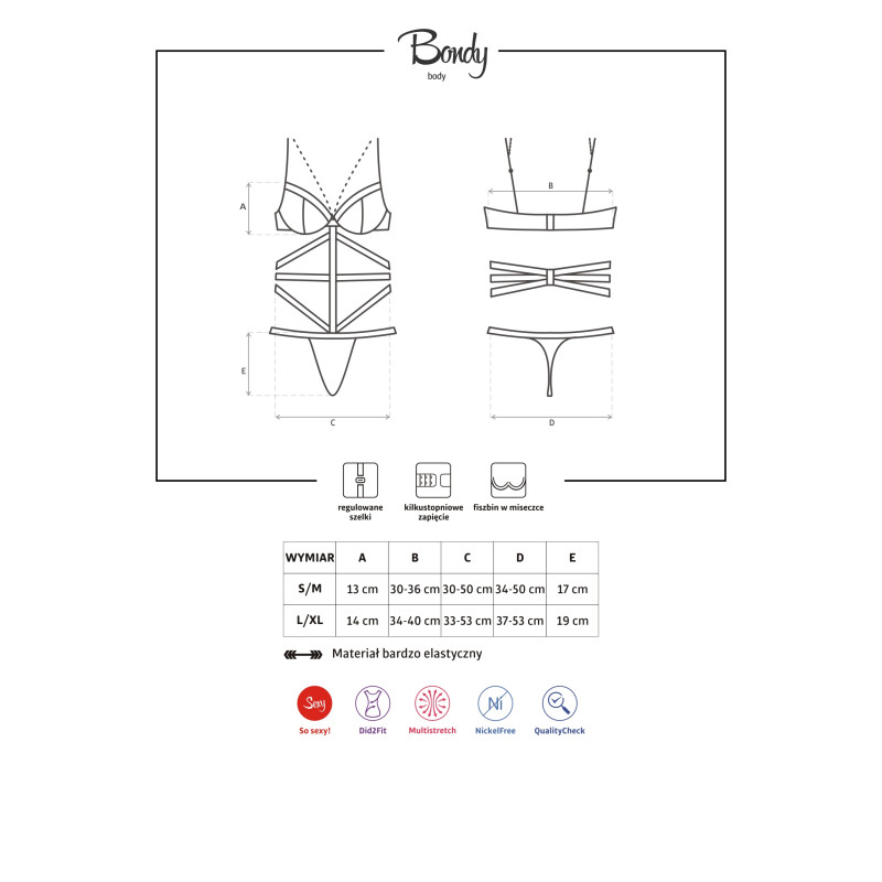 Боди Obsessive Bondy Черный S/M