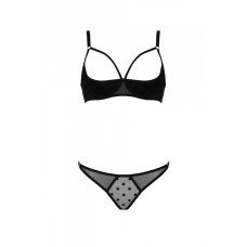 Эротический комплект Passion MARINA SET WITH OPEN BRA, L/XL, black, открытые чашки