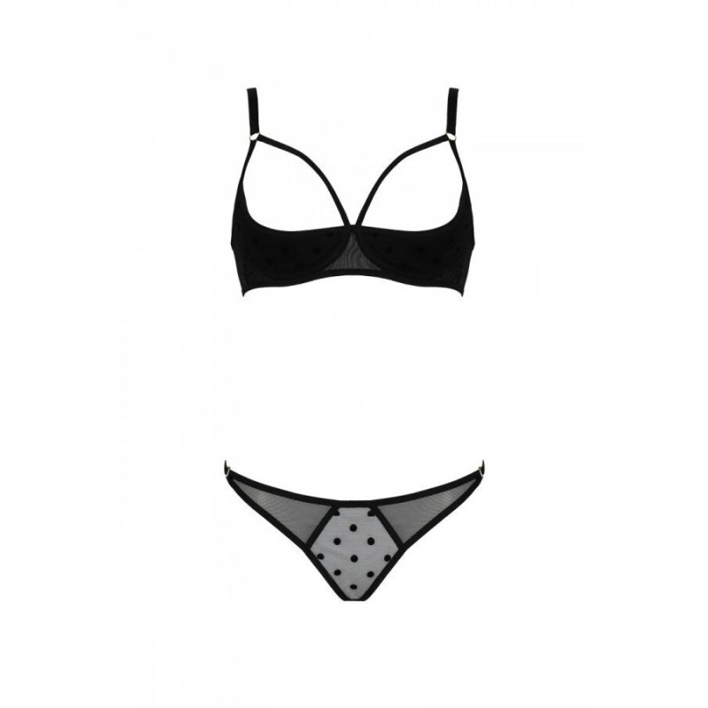Эротический комплект Passion MARINA SET WITH OPEN BRA, L/XL, black, открытые чашки Эротический комплект Passion MARINA SET WITH OPEN BRA, L/XL, black, открытые чашки