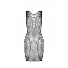 Мини-платье с вертикальным узором Passion BS097 One Size, white, плетение по бокам