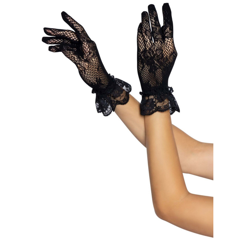 Короткие перчатки Leg Avenue Floral lace wristlength gloves Black Короткие перчатки Leg Avenue Floral lace wristlength gloves Black
