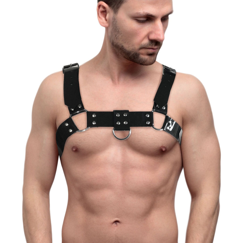 Мужская портупея на грудь Feral Feelings - Bulldog Harness Black Мужская портупея на грудь Feral Feelings - Bulldog Harness Black