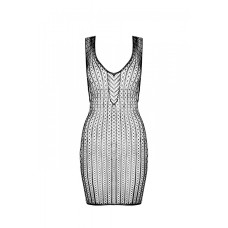 Мини-платье с вертикальным узором Passion BS097 One Size, white, плетение по бокам