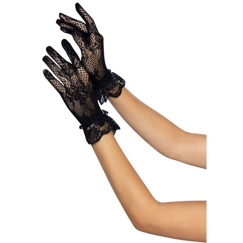 Короткие перчатки Leg Avenue Floral lace wristlength gloves Black Короткие перчатки Leg Avenue Floral lace wristlength gloves Black