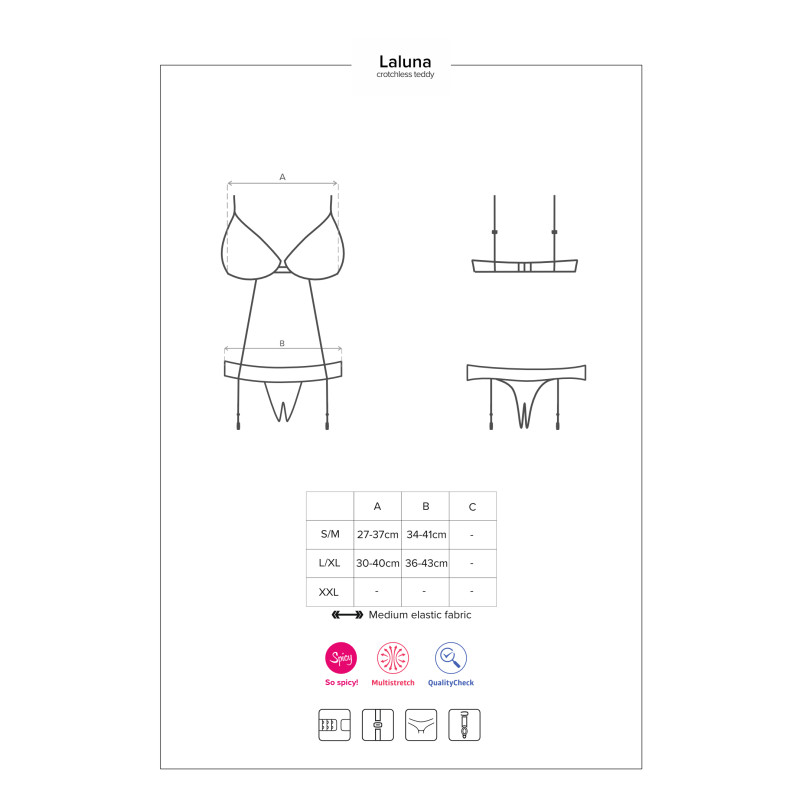 Боди Obsessive Laluna Черный L/XL