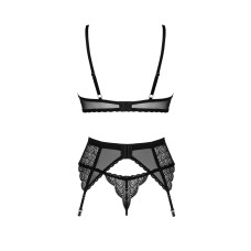 Комплект Obsessive Chemeris 3-pcs set M/L, стрінги, пояс для панчіх, бюстгальтер