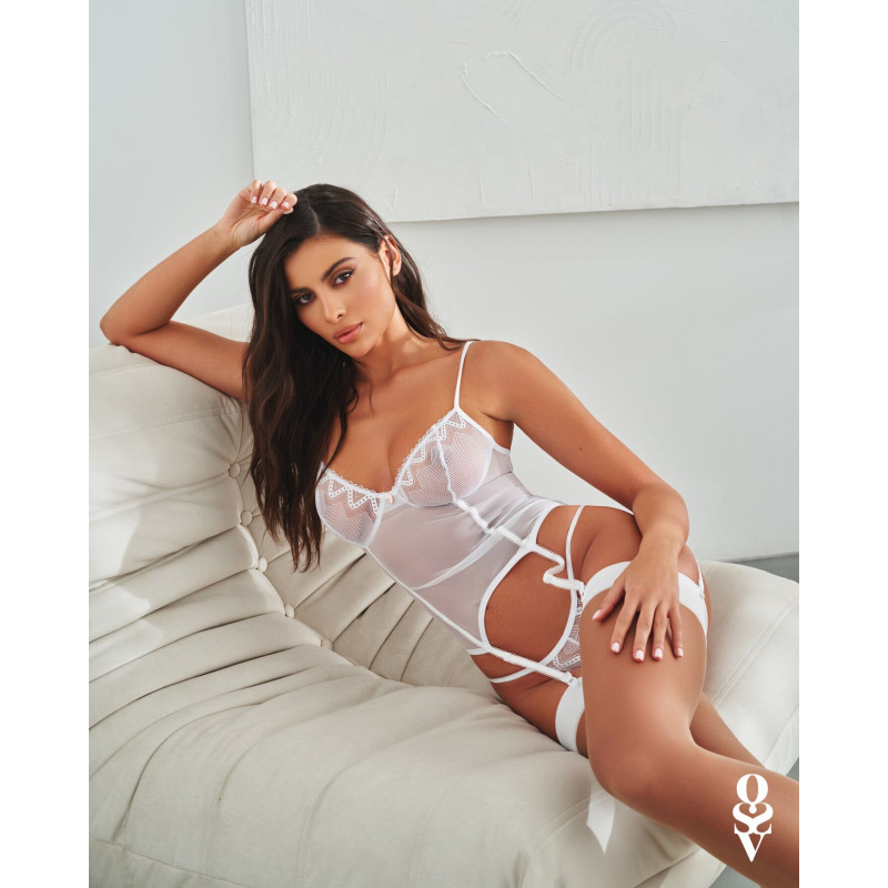 Корсет Obsessive Alissium corset & thong, XS/S, гнучкі кісточки, відкрита спина, стрінги в комплекті Корсет Obsessive Alissium corset & thong, XS/S, гнучкі кісточки, відкрита спина, стрінги в комплекті