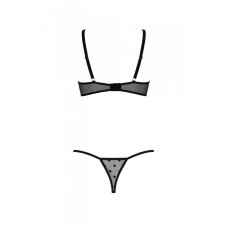 Эротический комплект Passion MARINA SET WITH OPEN BRA, L/XL, black, открытые чашки
