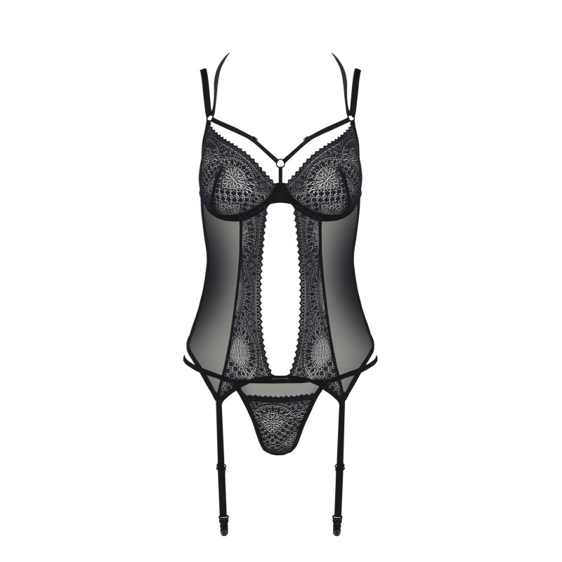 Корсет Passion DROSERA CORSET black, S/M, з кріпленнями для панчіх, трусики в комплекті Корсет Passion DROSERA CORSET black, S/M, з кріпленнями для панчіх, трусики в комплекті