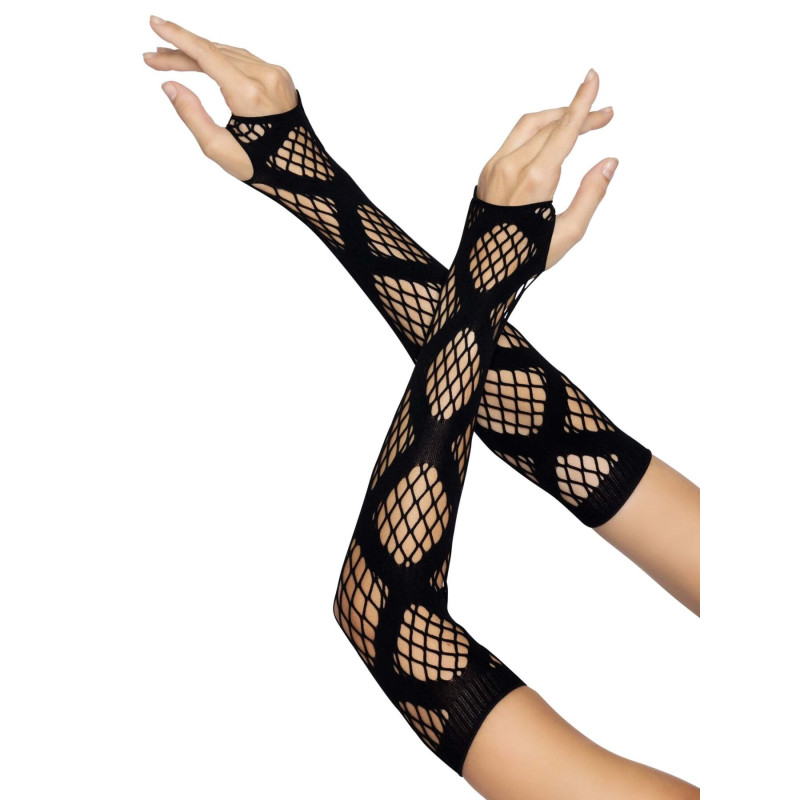 Довгі мітенки Leg Avenue Faux wrap net arm warmers велика сітка Black One size Довгі мітенки Leg Avenue Faux wrap net arm warmers велика сітка Black One size