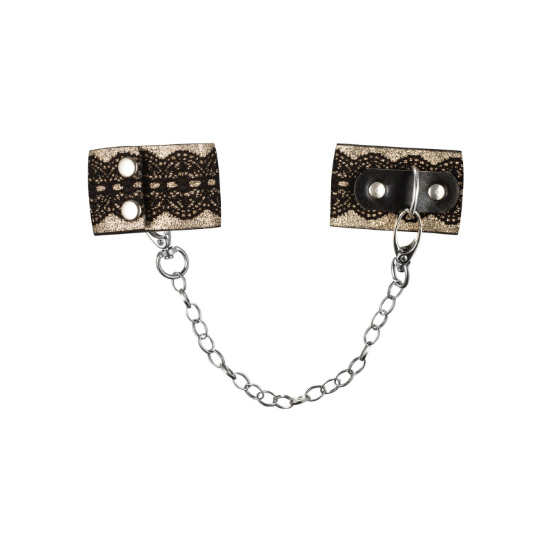 Наручники з блискітками та ланцюгом Obsessive A746 cuffs, чорно-золоті Наручники з блискітками та ланцюгом Obsessive A746 cuffs, чорно-золоті