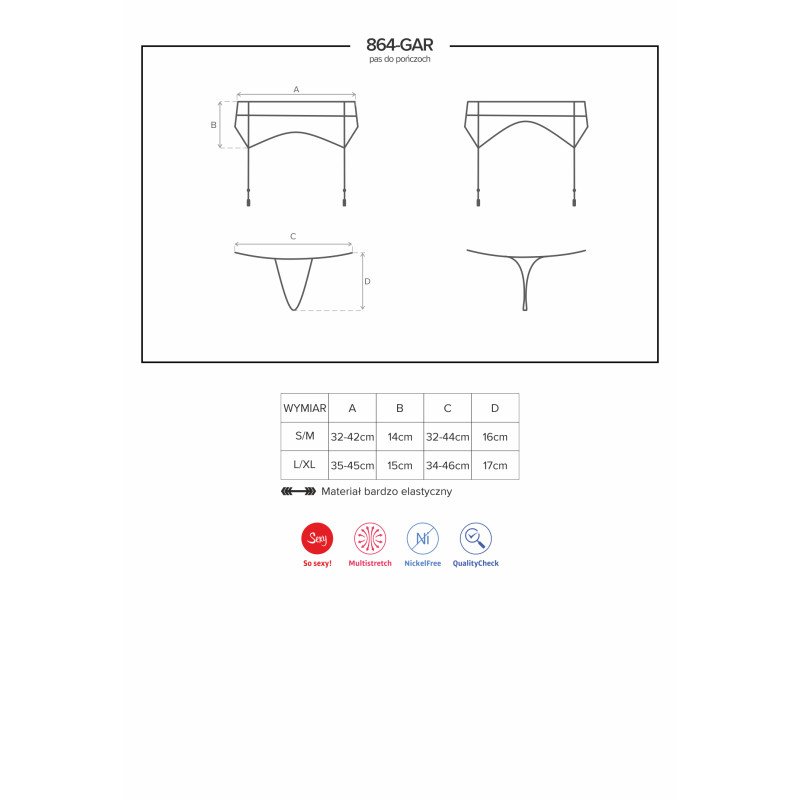 Пояс для панчох Obsessive 864-GAR-1 Чорний L/XL Пояс для панчох Obsessive 864-GAR-1 Чорний L/XL