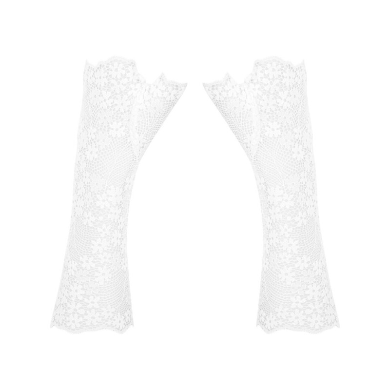 Кружевные митенки Obsessive Heavenlly gloves белые One size