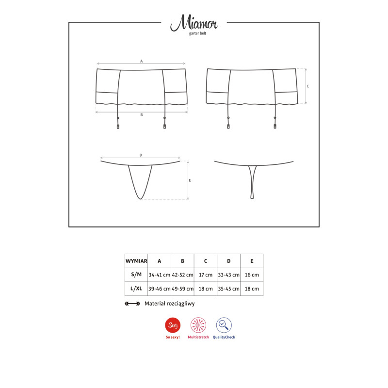 Пояс и стринги Obsessive Miamor Черные S/M Пояс и стринги Obsessive Miamor Черные S/M