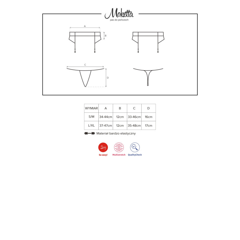 Пояс для чулок Obsessive Moketta Черный S/M