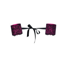 Атласные наручники-манжеты на лентах Obsessive Roseberry cuffs, pink