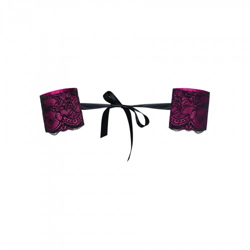 Атласные наручники-манжеты на лентах Obsessive Roseberry cuffs, pink