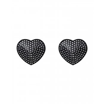 Накладки-сердца на соски со стразами Obsessive A750 nipple covers, черные