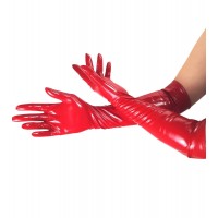 Глянцевые перчатки виниловые Art of Sex - Lora, размер L, цвет Красный