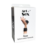 Наручники с шипами Art of Sex Rose Spiked Leather Handcuffs, натуральная кожа