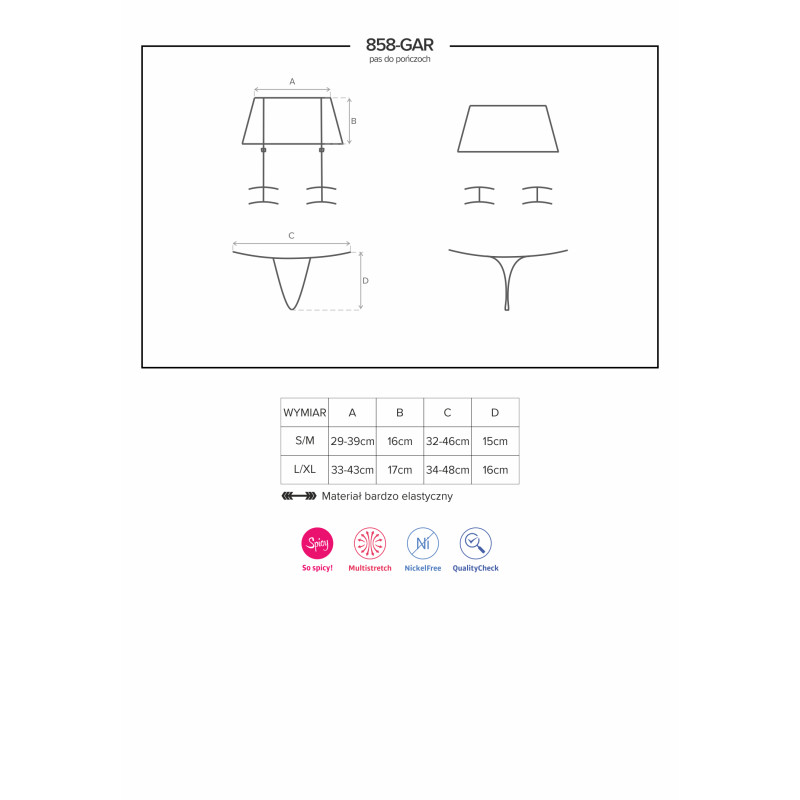 Пояс для панчох Obsessive 858-GAR-1 Чорний S/M Пояс для панчох Obsessive 858-GAR-1 Чорний S/M
