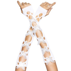 Митенки Leg Avenue Butterfly applique arm warmers White, бабочки