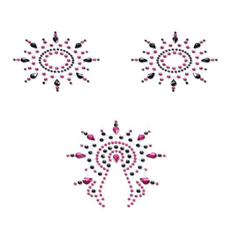Пэстис из кристаллов Petits Joujoux Gloria set of 3 Черные/Розовые Пэстис из кристаллов Petits Joujoux Gloria set of 3 Черные/Розовые