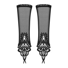 Сетчатые митенки с кружевом Obsessive Luiza mittens черные One size
