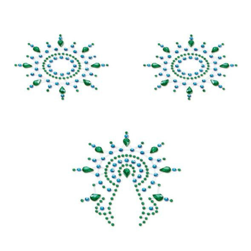Пестіс із кристалів Petits Joujoux Gloria set of 3 Зелені/Блакитні