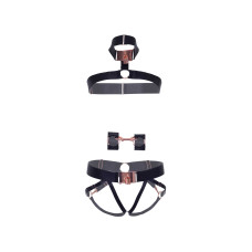 Комплект атласных ремней для бондажа Leg Avenue Satin elastic harness Set Black One size