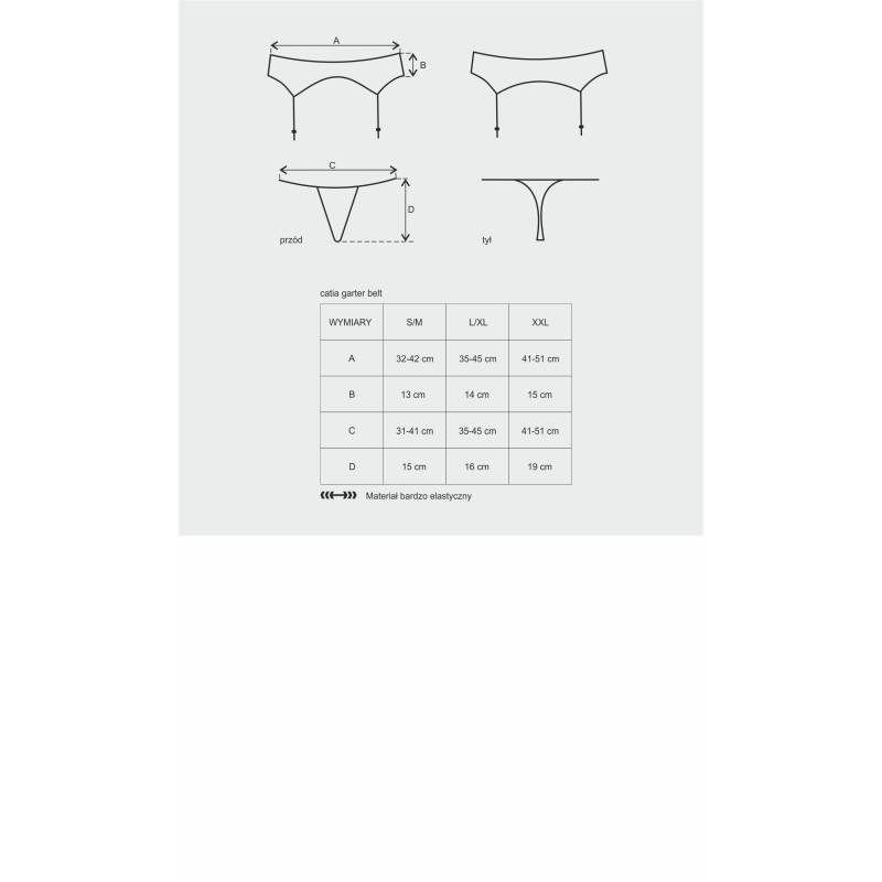 Пояс для панчох Obessive Catia Чорний S/M Пояс для панчох Obessive Catia Чорний S/M