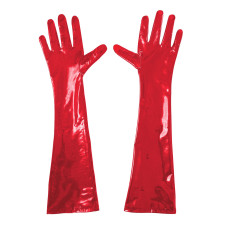 Глянсові вінілові рукавички Art of Sex - Lora, розмір S, колір Червоний
