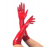 Глянсові вінілові рукавички Art of Sex - Lora, розмір S, колір Червоний
