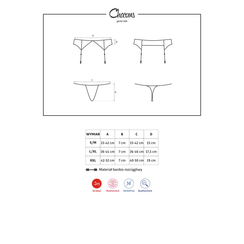 Пояс для панчох Obsessive Charms Чорний S/M Пояс для панчох Obsessive Charms Чорний S/M