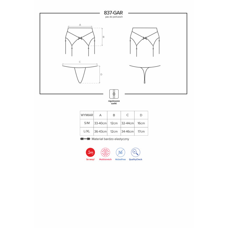Пояс для панчох Obsessive 837-GAR-1 Чорний L/XL Пояс для панчох Obsessive 837-GAR-1 Чорний L/XL