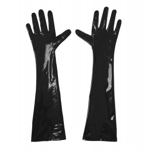 Глянсові вінілові рукавички Art of Sex - Lora, розмір S, колір Чорний