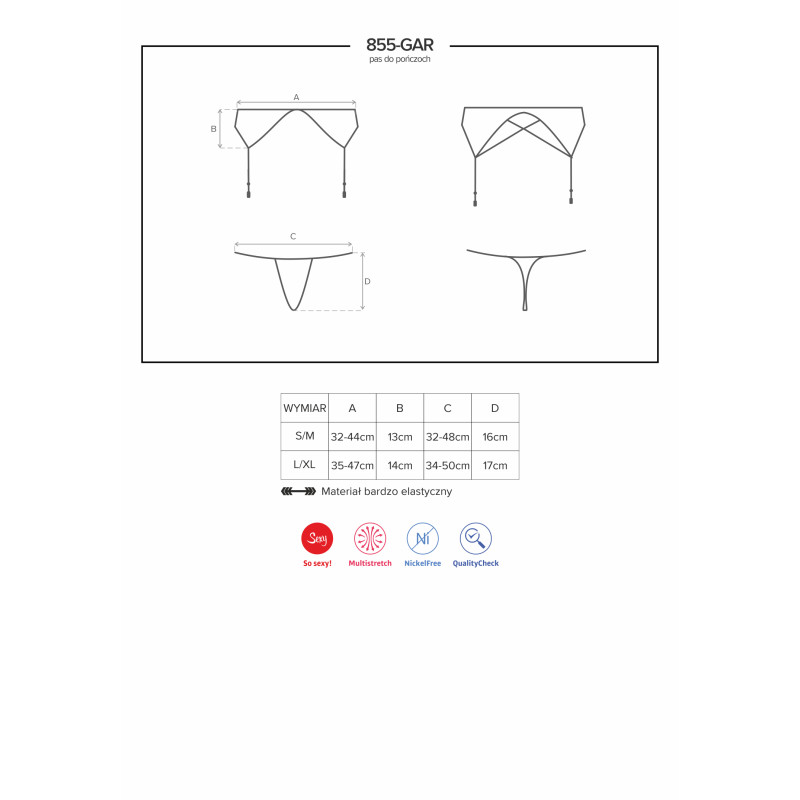 Пояс для панчох Obsessive 855-GAR-1 Чорний L/XL Пояс для панчох Obsessive 855-GAR-1 Чорний L/XL