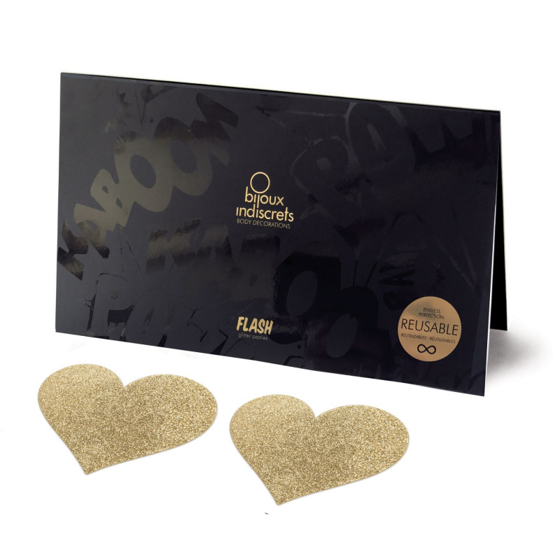 Пэстис стикини Bijoux Indiscrets Flash Heart Золотые