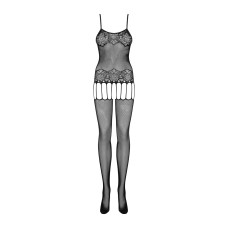 Бодистокинг Obsessive Bodystocking F235 тонкие подвязки, нежный декор, сеточка black S/M/L