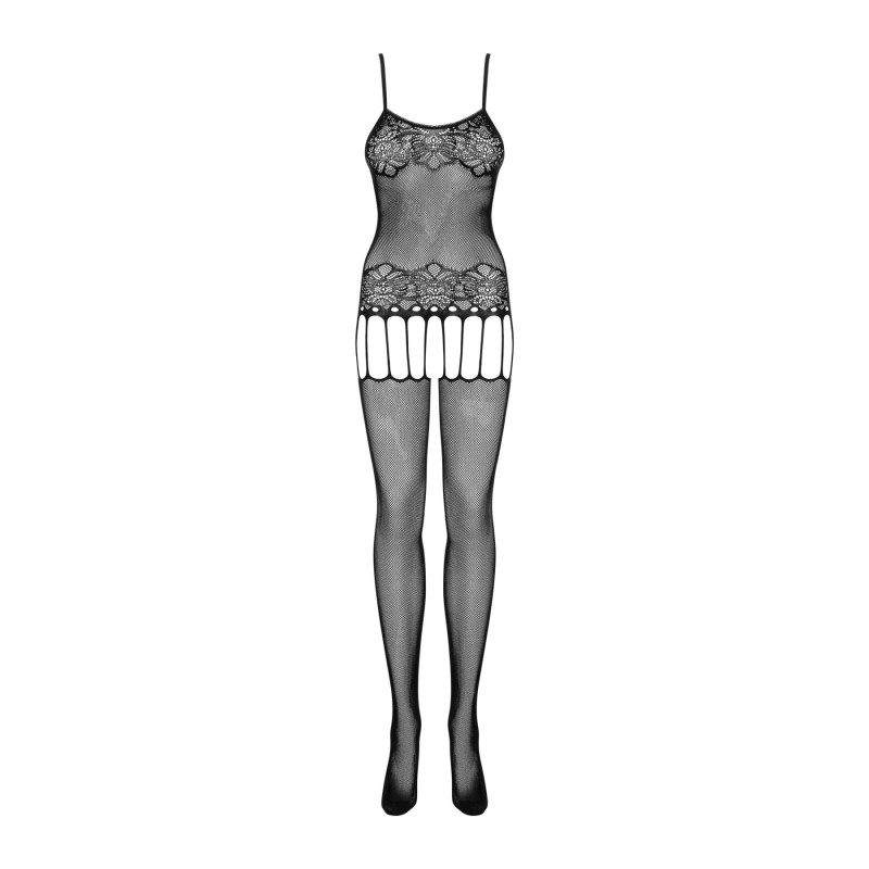 Бодистокинг Obsessive Bodystocking F235 тонкие подвязки, нежный декор, сеточка black S/M/L