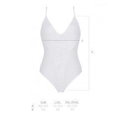 Боди с ажурным декором и открытым шагом Passion Ursula Body white L/XL