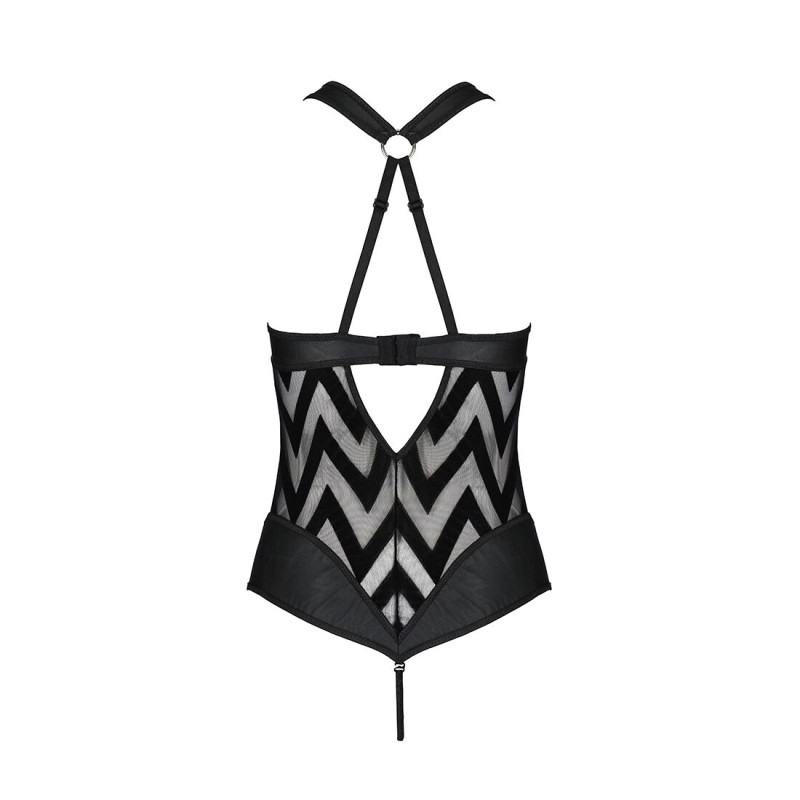 Сетчатый боди с халтером и ритмичным рисунком Passion Hima Body black L/XL Сетчатый боди с халтером и ритмичным рисунком Passion Hima Body black L/XL