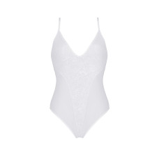 Боди с ажурным декором и открытым шагом Passion Ursula Body white L/XL