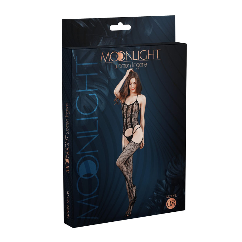 Бодістокінг з доступом Moonlight Model 08 Black XS-L, імітація корсета та панчіх на підв’язках Бодістокінг з доступом Moonlight Model 08 Black XS-L, імітація корсета та панчіх на підв’язках
